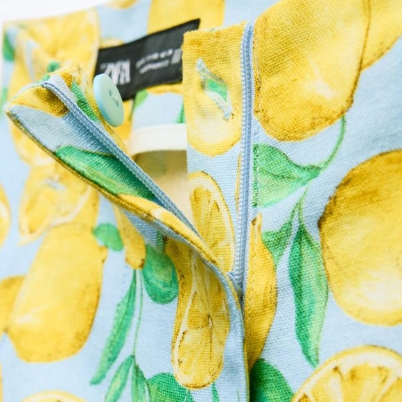ZARA | Lemon 🍋 PRINTED LINEN CROPPED BLOUSE | Coord Set | Matching Shorts - Picture 8 of 17